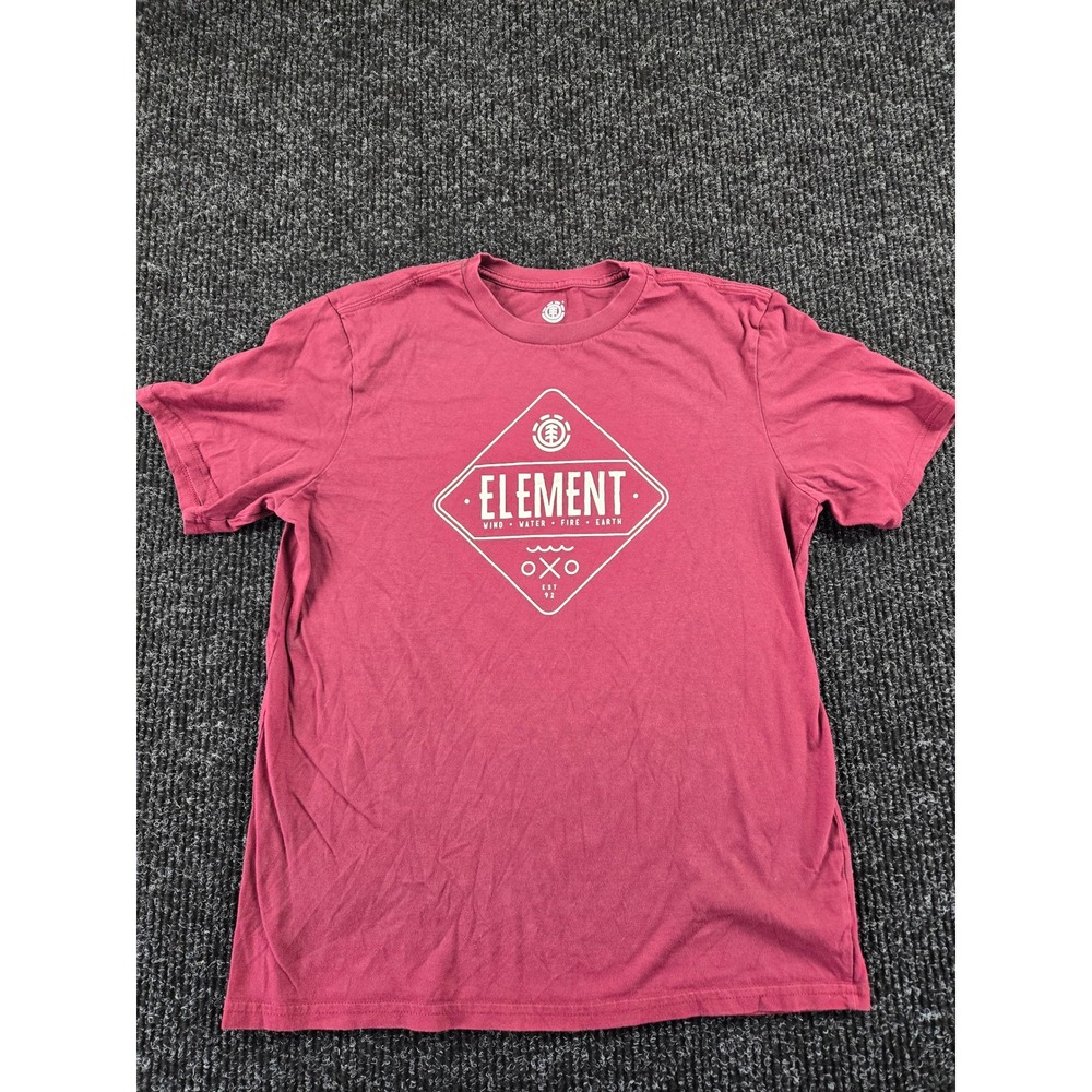 Element Mens Graphic T-Shirt Burgundy Red Regular Fit Cotton Size Medium M/M